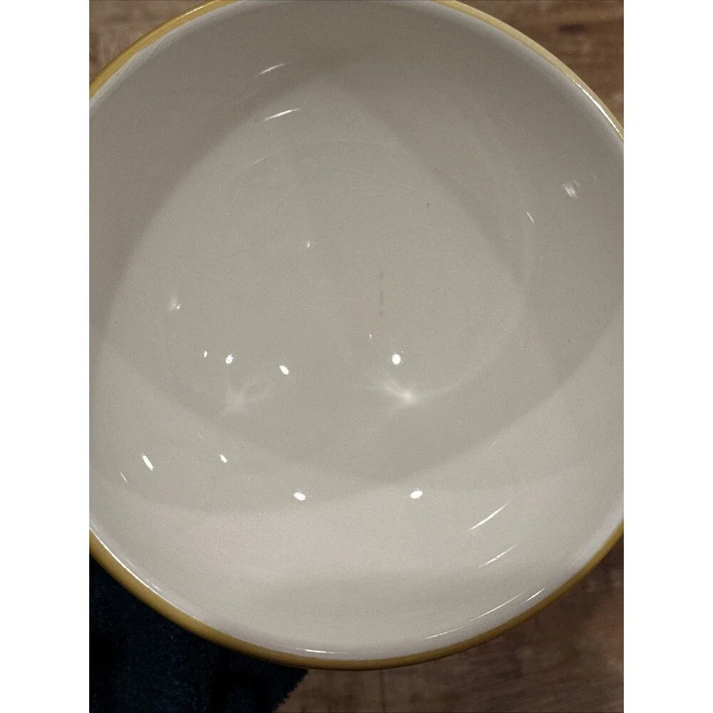 Williams Sonoma Fleur De Lis Yellow Gold Footed Soup Cereal Bowl